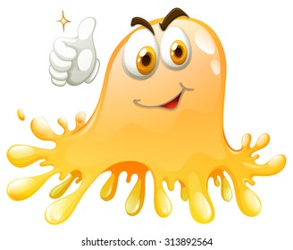Guión amarillo con la ilustración hacia arriba