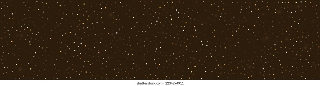 Yellow Splash Vector Luxury Panoramic Background. Rich Polka Pattern. Gold Dust Effect Texture. Glamour Round Wallpaper.