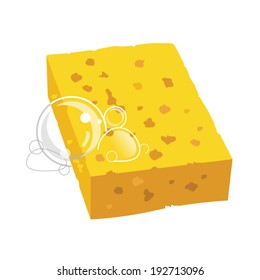 yellow sponge with bubbles vector illustration