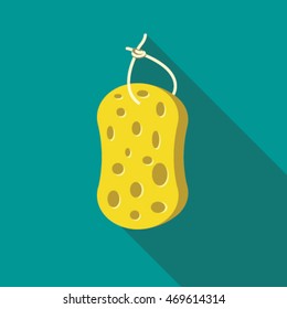 Yellow sponge flat icon. Bathroom  accessories. Vector illustrator.