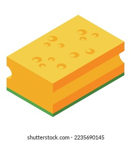Yellow sponge icon isometric vector. Detergent bottle. Dish product
