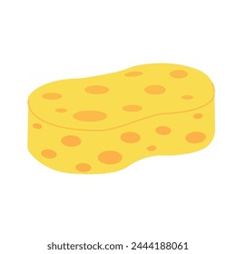 Yellow sponge icon. Yellow sponge made of soft, porous material for washing and bathing. Vector illustration isolated on white background for design and web in cartoon style
