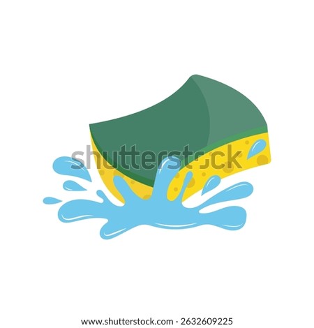 Yellow sponge isolated in soapy foam illustration