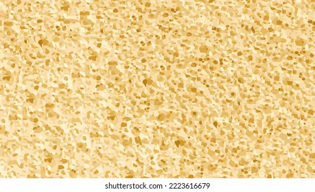 Yellow sponge realistic texture. Toasted bread background. Brown rough stone pattern. Porous rock banner. Food product macro view