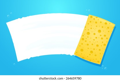 Yellow Sponge Wiping Glass. Layered Vector EPS10 File.