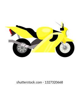 Yellow sport bike illustration. Vehicle, sport, speed. Transport concept. Vector illustration can be used for topics like transportation, sport, leisure activity