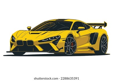 Yellow Sport Car Vector Illustration