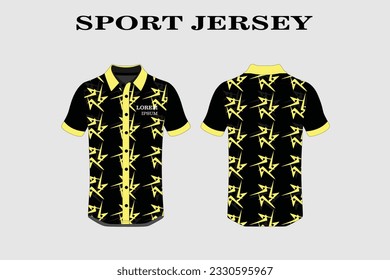 Yellow Sport jersey design for racing, jersey, cycling, football, gaming, motocross front and back view