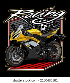 Yellow Sport Motorbike Racing Flag Background Vector Template