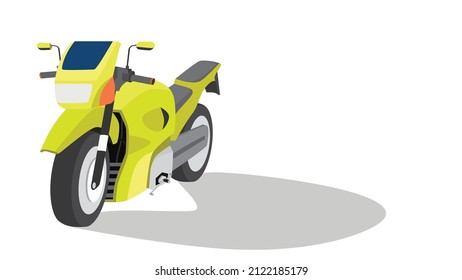 Yellow sport motorcycle. And shadow with an empty space on the side. On isolated white background.