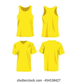 Yellow sport top and t-shirt isolated vector set