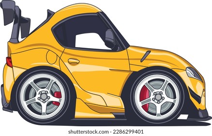 yellow sports car with cartoon style vector