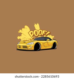 Yellow Sports Car Illustration Art