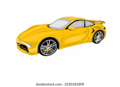 yellow sports car image on white background