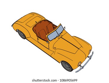 yellow sports car retro vector