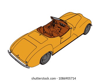 yellow sports car retro vector