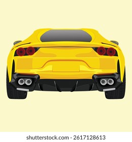 Yellow sports car vector Illustration on white background showing a fast and stylish vehicle design