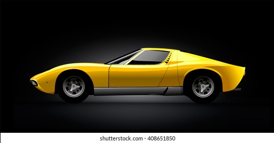 Yellow sports car. Vector illustration