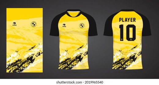 yellow sports jersey template for team uniforms and Soccer t shirt design