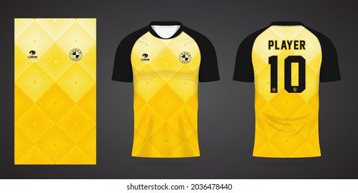 plantilla de jersey deportivo amarillo para uniformes de equipo y diseño de camisetas de fútbol