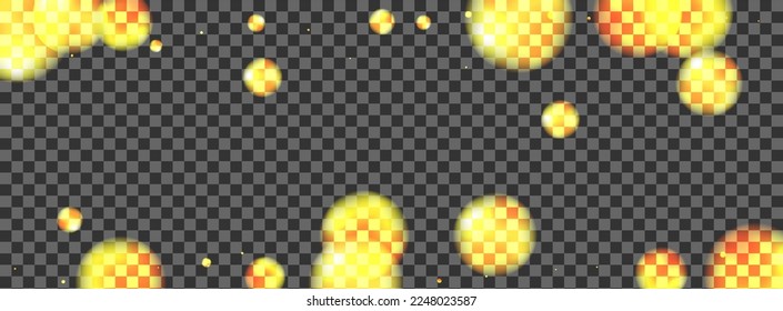 Yellow Spot Background Transparent Vector. Confetti Warm Template. Grain Illustration. Blur Bokeh Shiny Design. Orange Abstract.