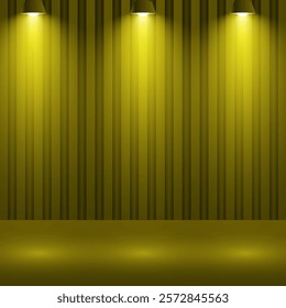 Yellow Spotlight Background With Dark Background. Beauty product and Fashion Product Light. Space for selling products on the website. Empty room with spotlight effect.