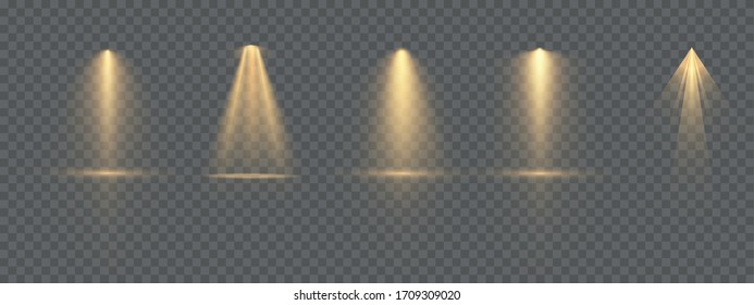 The yellow spotlight shines on the stage. light exclusive use lens flash light effect. abstract light from a lamp or spotlight. lighted scene. podium under the spotlight. vector