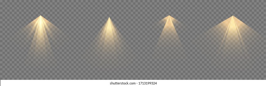 The yellow spotlight shines on the stage. light exclusive use lens flash light effect. abstract light from a lamp or spotlight. lighted scene. podium under the spotlight. vector