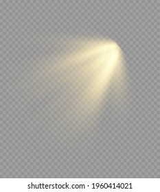 The yellow spotlight shines on the stage. light exclusive use lens flash light effect. abstract light from a lamp or spotlight. lighted scene. podium under the spotlight. vector