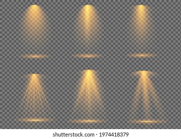 The yellow spotlight shines on the stage. light exclusive use lens flash light effect. abstract light from a lamp or spotlight. lighted scene. podium under the spotlight. vector - Shutterstock ID 1974418379