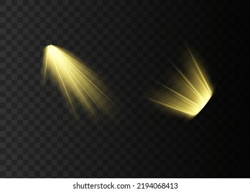 The yellow spotlight shines on the stage. light exclusive use lens flash light effect. abstract light from a lamp or spotlight. lighted scene. podium under the spotlight. vector