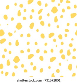 yellow spots on white background, point, spotted background, Freehand drawing vector seamless pattern. Modern stylish texture. Monochrome  graphic design.
