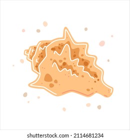 Yellow spotted seashell. Vector flat illustration