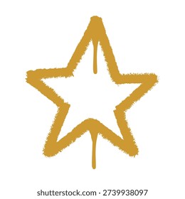 Yellow Spray Paint Star with Drip Effects. Authentic Urban Street Art Achievement Symbol for Streetwear.