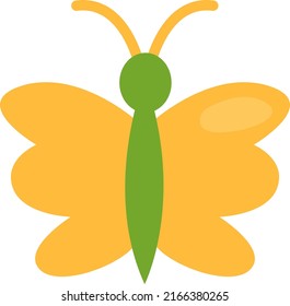 Yellow spring butterfly, illustration, vector on a white background.