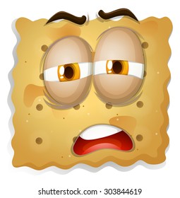 Yellow square biscuit face illustration