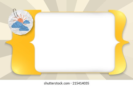 yellow square brackets for entering any text with sun and clouds