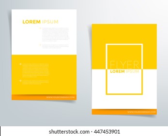 Yellow square brochure template flyer background and header design with white space for text and message in A4 size , Vector