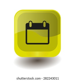 Yellow square button with black calendar sign, vector design for website