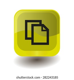 Yellow square button with black copy sign, vector design for website