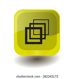 Yellow square button with black gallery sign, vector design for website