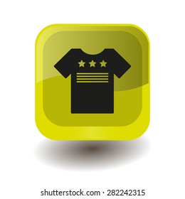 Yellow square button with black T-shirt sign, vector design for website