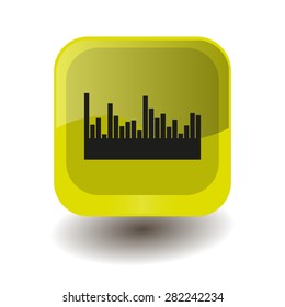 Yellow square button with black volume bar sign, vector design for website