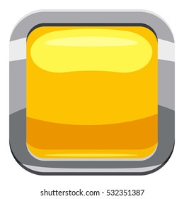 Yellow square button icon. Cartoon illustration of square button vector icon for web design