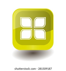 Yellow square button with white blog sign, vector design for website 