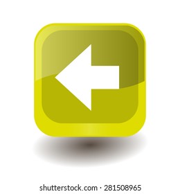 Yellow square button with white left Arrow sign, vector design for website 