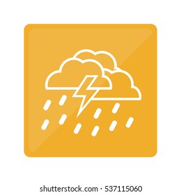 yellow square with cloud and bolt weather  icon over white background. colorful design. vector illustration