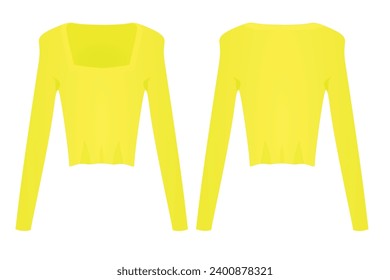 Yellow square collar jumper. vector illustration