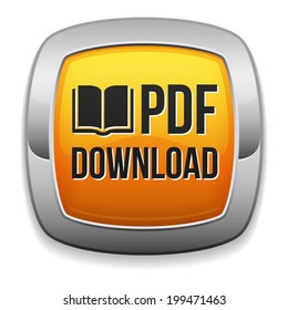 Yellow square document download button on white background