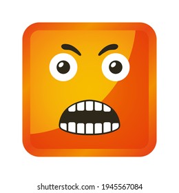 Emoticonos cuadrados amarillos y emojis. Ilustración vectorial en el primer plano